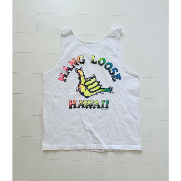 Vintage 90s Single Stitch Hawaii Hang Loose Tank Top T-Shirt - Picture 1 of 3